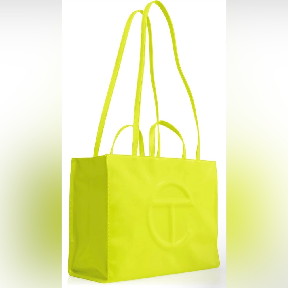 TELFAR Large Shopping Bag Yellow Green Neon Highlighter Tote